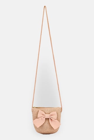 Kids Girl Knitted Print Shoulder Bag, Dusty Pink