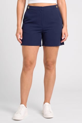 Women Solid Basic Shorts, Navy Blue