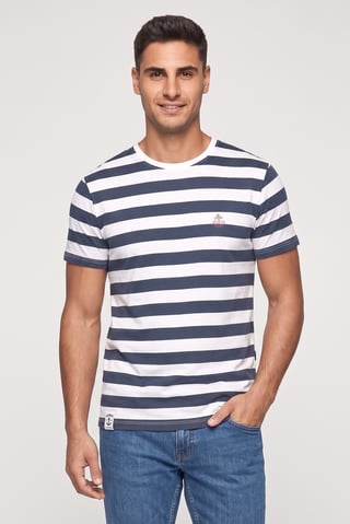 Men Crew Neck Short Sleeve Stripe T-Shirt, Multicolor
