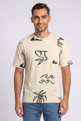 Men Crew Neck Short Sleeve Graphic Print T-Shirt, Multicolor