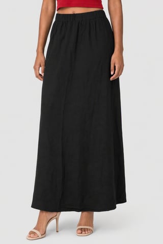 Women Textured Maxi Skirt, Black