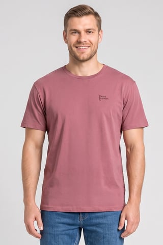 Men Round Neck Short Sleeve Graphic Print T-Shirt, Old Rose