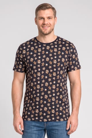 Men Crew Neck Short Sleeve Allover Print T-Shirt, Multicolor