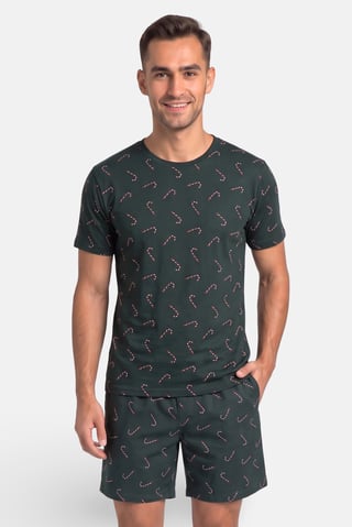 Men 2 Pcs Allover Print Short Sleeve Top And Short Bottom Sleepwear Set, Multicolor