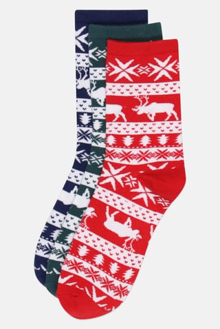 Men 3 Pairs Graphic Print Crew Socks, Multicolor