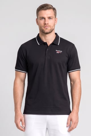 Men Sportswear Fit Short Sleeve Outdoor Polo Shirt, Black