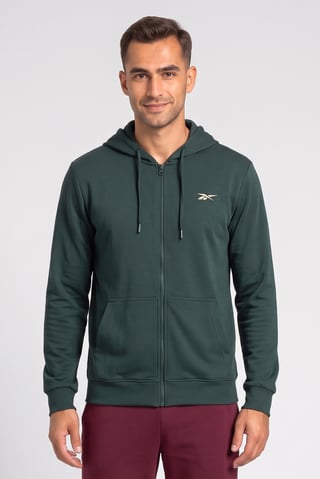 Men Sportswear Fit Long Sleeve Outdoor Hoodie, Dark Green