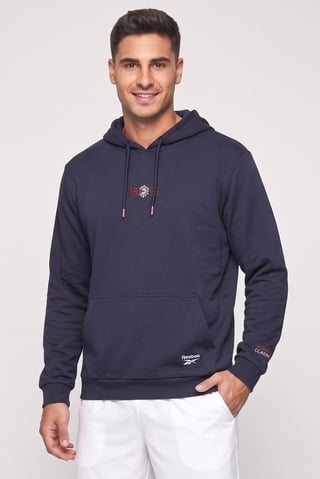 Men Sportswear Fit Long Sleeve Outdoor Hoodie, Navy