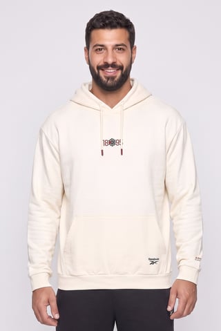 Men Sportswear Fit Long Sleeve Outdoor Hoodie, Light Beige