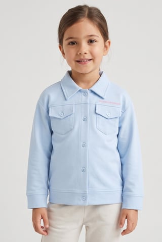 Toddlers Girl Graphic Print Jacket Shirt, Blue