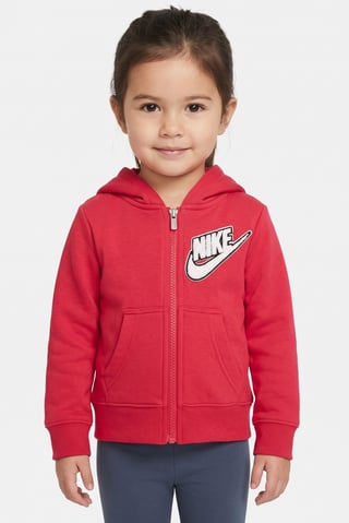 Toddlers Girl Embroidered Logo Long Sleeve Hoodie, Fuchsia