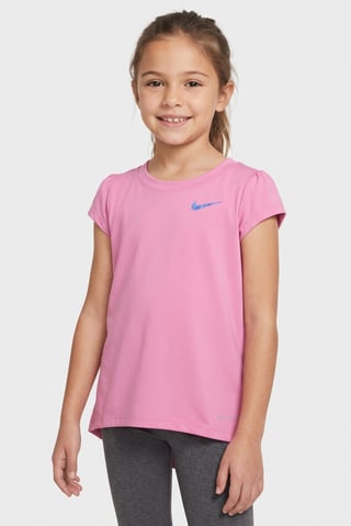 Toddlers Girl Short Sleeve Brand Logo Top, Dusty Pink