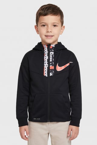 Toddlers Boy Dri Fit Long Sleeve Outdoor Hoodie, Black