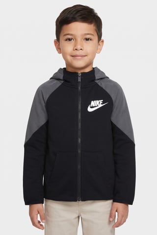 Toddlers Boy Brand Logo Long Sleeve Full Zip Hoodie, Black