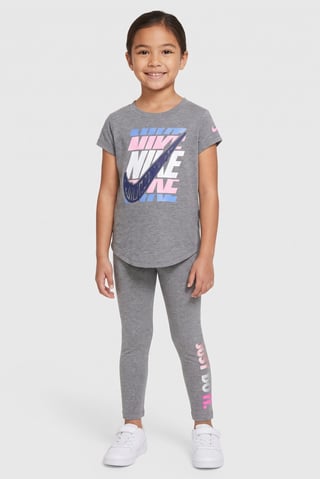 Toddlers Girl 2 Pieces Short Sleeve T-Shirt And Leggings Set, Dark Grey