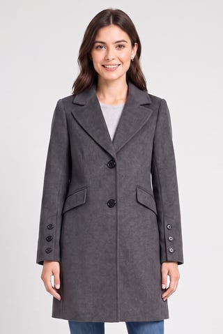 Women Textured Trench Coat, Charcoal Grey