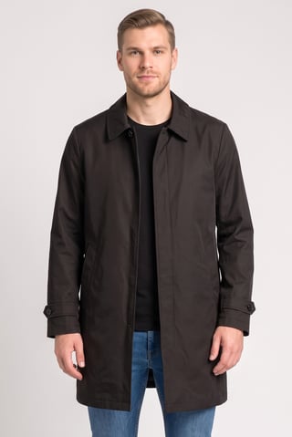 Men Solid Raincoat Jacket, Black