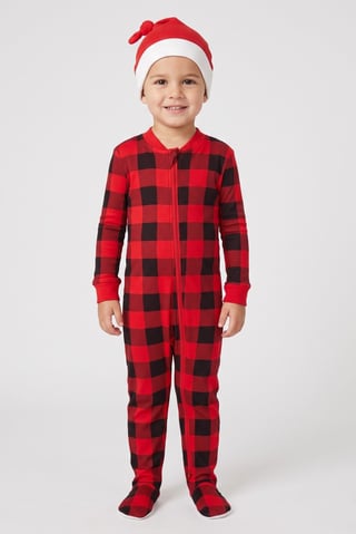 Toddlers Boy 2 Pcs Checkered Long Sleeve Bodysuit And Beanie, Multicolor