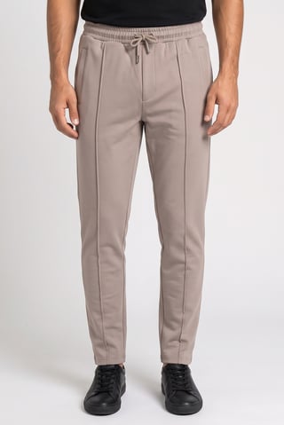 Men Regular Fit Solid Straight Leg Pants, Taupe