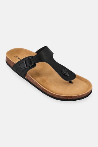 Men Brand Logo Slip On Sandals, Black