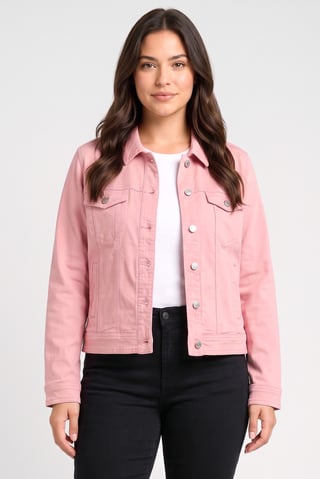 Women Solid Jacket Shirt, Pink