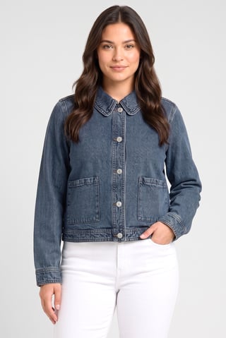 Women Washed Denim Jackets, Blue