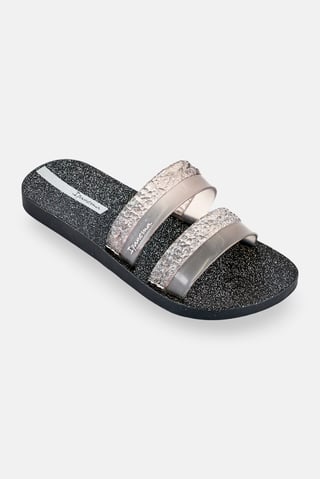 Women Glitz Slip On Slippers, Charcoal Grey