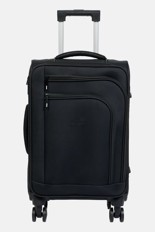 20 Inch Brand Logo Soft Shell Luggage, Black