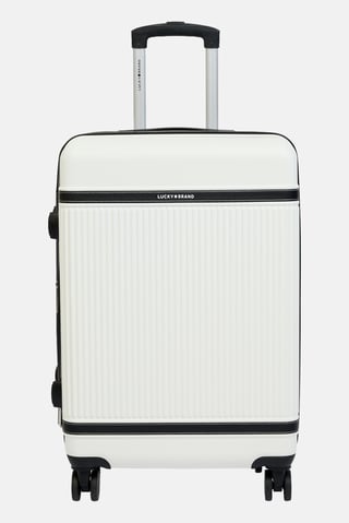 24 Inch Hardshell Zippered Pocket Expandable Luggage, White