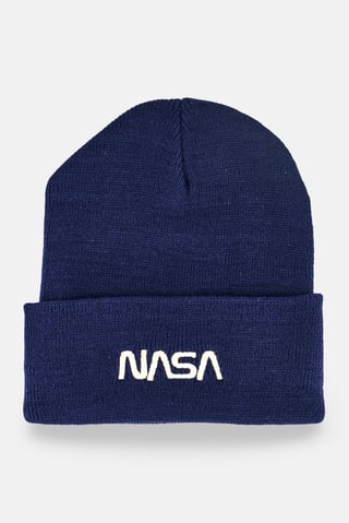 Men Embroidered Beanie Hat, Navy