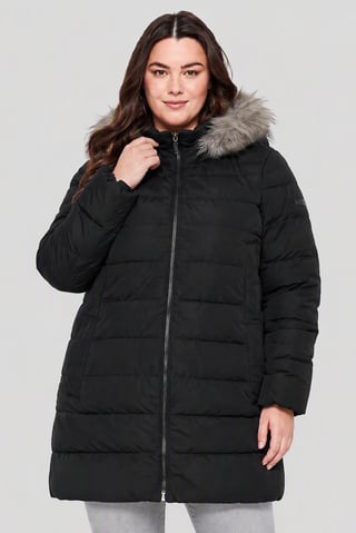 Women Plus Size Quilted Puffer Jacket, Black