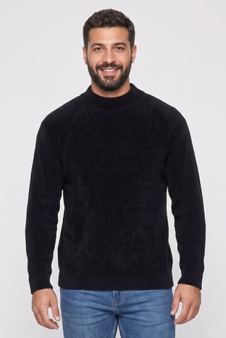 Emporio Armani Men Mock Neck Long Sleeve Sweater, Navy Blue