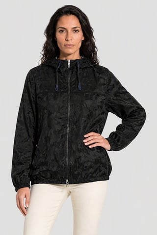 Emporio Armani Women Camouflage Hooded Jacket, Black