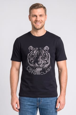 Men Crew Neck Graphic Print Short Sleeve T-Shirt, Navy