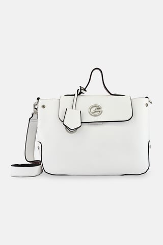 Women Brand Logo Handbag, White