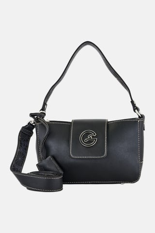 Women Brand Logo Handbag, Black