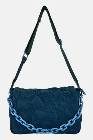 Women Quilted Cross Body Bag, Teal Blue