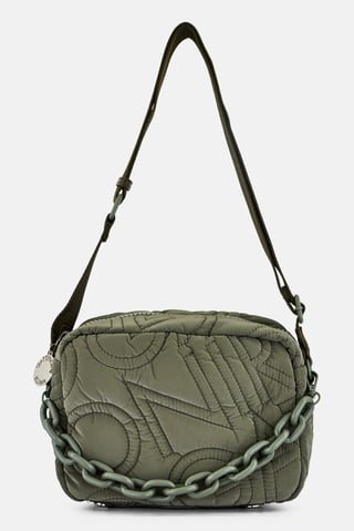 Women Quilted Cross Body Bag, Metallic Sage