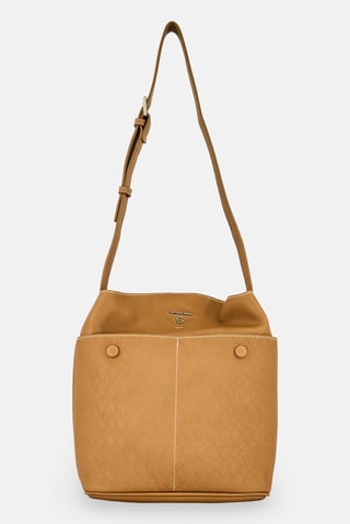 Women Diamond Pattern Hobo Bag, Brown