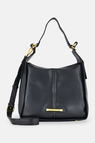 Women Brand Logo Shoulder Bag, Black