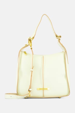 Women Brand Logo Shoulder Bag, Beige