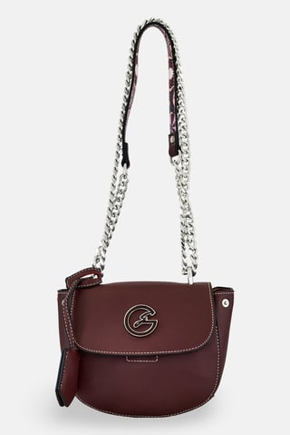 Women Brand Logo Cross Body Bag, Dark Maroon