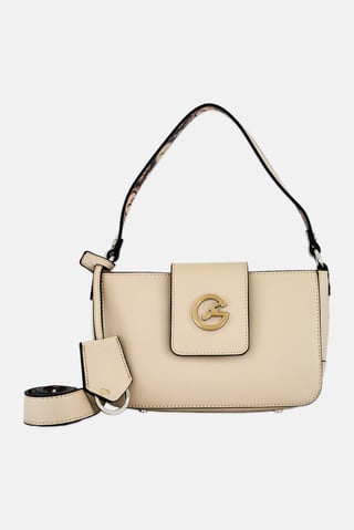 Women Brand Logo Hand Bag, Beige