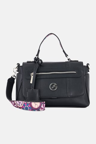 Women Brand Logo Handbag, Black