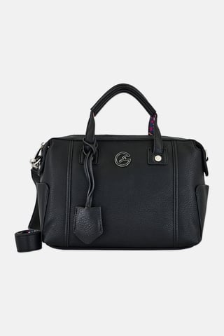 Women Brand Logo Shoulder Bag, Black