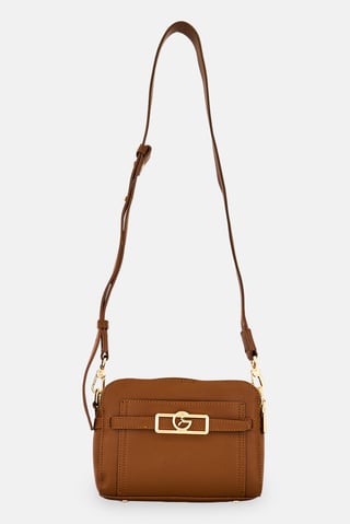 Women Brand Logo Crossbody Bag, Brown