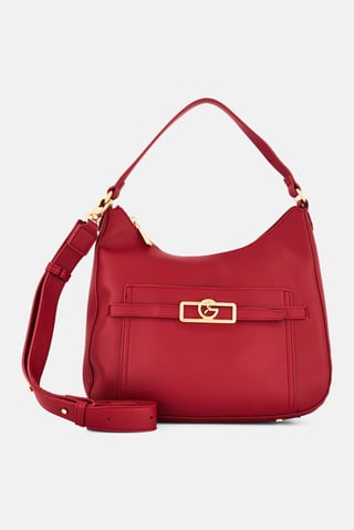 Women Brand Logo Shoulder Bag, Maroon