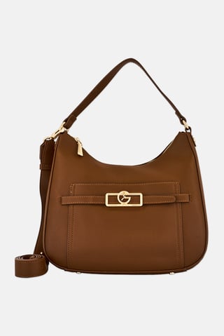 Women Brand Logo Hand Bag, Brown