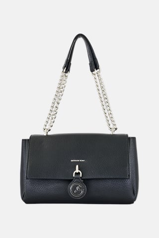 Women Brand Logo Shoulder Bag, Black