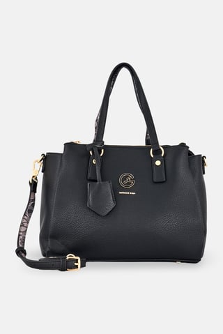 Women Brand Logo Handbag, Black